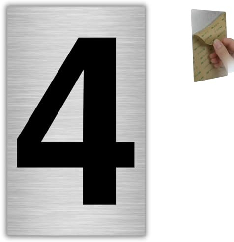 LEIASA | Número para Casa Nº 4-4x6,5 cm - Aluminio - Gris Puerta y Buzón