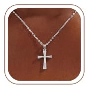 GWH 925 Sterling Silver Cross Necklace Chain for Women, Dainty Tiny Cross Pendant, Hypoallergenic Faith Jewellery, Christian Religious Gift for Ladies, 20 inch Chain