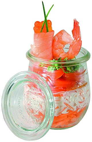 APS 82316 Einmach-Gläser 12er Set 220 ml mit Deckel, 12er Set, Ø 7 cm, H: 8 cm, Tulpenform, Einmachglas, Dekoglas, Dessertglas, Vorratsglas, spülmaschinengeeignet