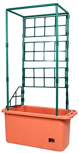 Hydrofarm GCTR 10 Gal Tomato Garden Planting Grow System with 4 Foot Trellis Tower on Wheels for Indoor/Outdoor Climbing Vines, Flowers, and Gardens