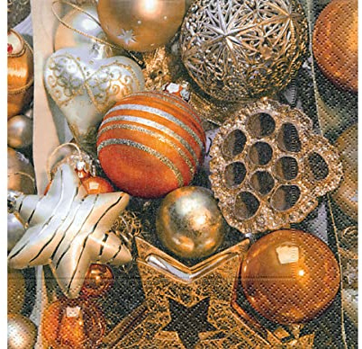 Serviette Weihnachtskugeln Gol