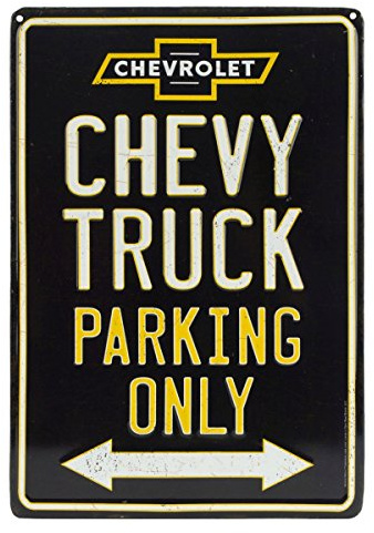 Open Road Brands Chevrolet Chevy Truck Parking Only - Targa in metallo vintage Chevy per garage o grotta uomo