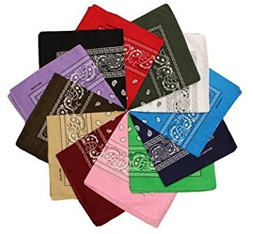 BOOLAVARD 100% bomull 1 st, 6 st eller 12 st pack bandanas med original paisleymönster färg val huvudbonader/hår (12 set)