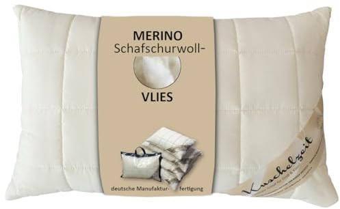 Meivita Merino Schafschurwolle Kopfkissen Schurwoll Kissen in 40x60 cm Made in Germany