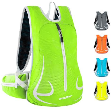 EULANT Wasserdicht Laufrucksack 15L,Klein Skirucksack,Kleiner Wanderrucksack,Fahrrad Rucksack,Leicht Sport Rucksack für Skifahren Camping Bergsteigen Radfahren Joggen Einkaufen Schule, Grün