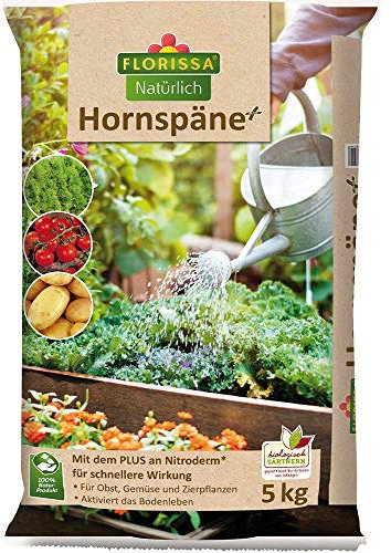 Florissa Natürlich 58514 Plus | mit Nitroderm für die schnelle Wirkung und Hornspäne für die Langzeitwirkung | mit Natur im Garten und biologisch GÄRTNERN Gütesiegel (5 kg), Braun