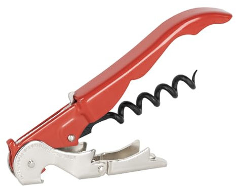 PULLTAP'S GENUINE Slider 900 Rojo - Sacacorchos de camarero para uso profesional - Fabricado en España - Incluye doble palanca articulada, navaja cortacápsulas tipo cúter y abrebotellas