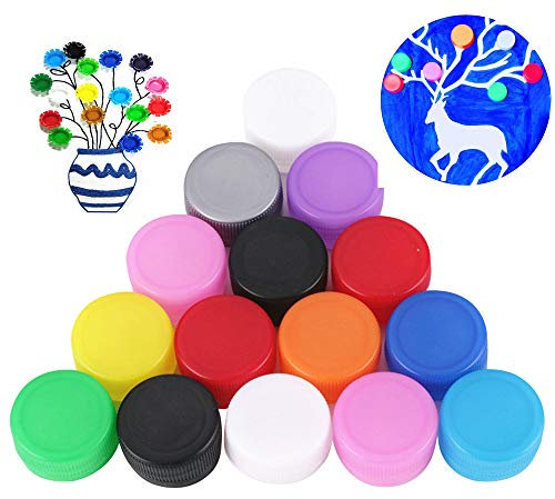 50Pcs Plastic Bottle Caps Bottle Tops Colorful DIY Bottle Cover Bottle Lids Craft Bottle Stickers Decorative DIY Pendants for Craft Projects Scrapbooks(Not suitable for children under 14 years old)