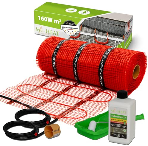 Mi-Heat Malla Suelo Radiante Eléctrico 3,0m² 160W/m², Piso Radiante 230V, Cable Calefactor Twin, Ideal para Baño y Azulejos, Calefacción Invisible