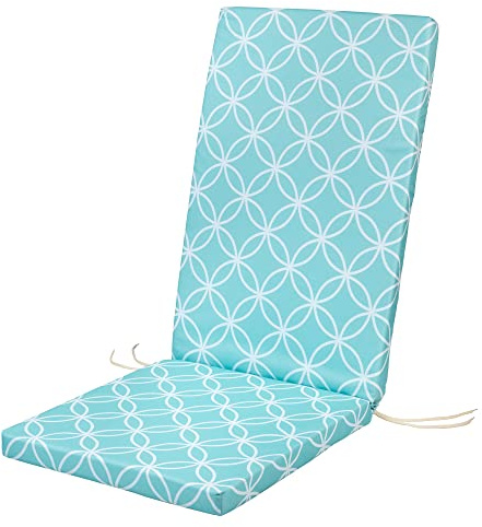 SOFTILLO Waterproof High Back Chair Cushion With Ties 120x45x4cm | Indoors/Outdoors Patio Seat Pad Cushion For Garden Chairs, Loungers, Recliner, Relaxer | Water-Resistant Material |Circle Mint