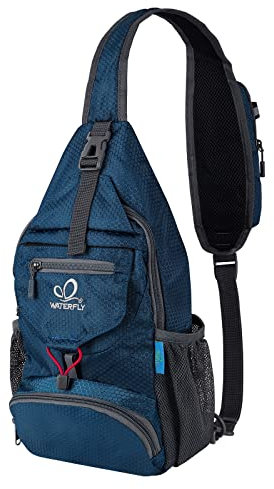 WATERFLY Brusttasche Sling Bag Klein: Faltbarer Herr Crossbody Bodybag Crossbag Slingbag Crossover Single Chest Rucksack Schultertasche Schulterrucksack Cross Body Herren Damen Reisen Wandern