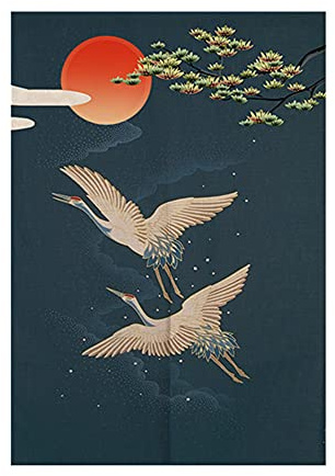 Hiseng Japanischer Gardinen Noren Tür Vorhang, Leinen Partition Türvorhang Restaurant Home Schlafzimmer Vorhang Wand Tapisserie, für die Heimtextilien Raumteiler (Musterstil 5,100x180cm)