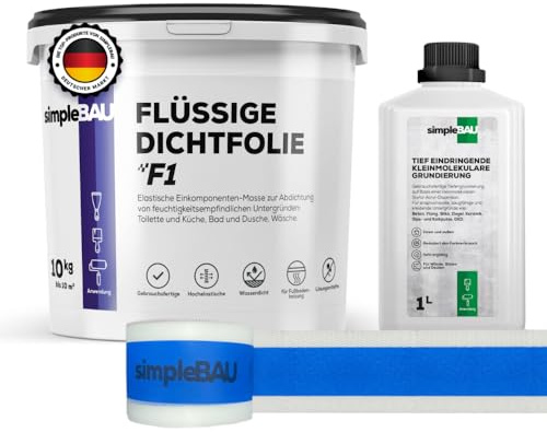 simpleBAU Flüssigfolie 10kg Tiefengrund Dichtband Wasserfest Innen Außen