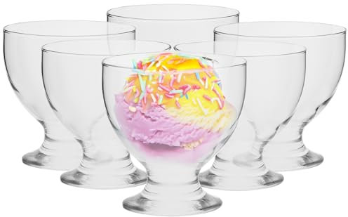 TREND FOR HOME Copas de Helado Copa de Vidrio | 475 ml | Juego de 6 Vasos | Vaso para Postres y Frutos Tazones de Helado | Apto para Lavavajillas | Colección Tord (Transparente)