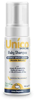 Unico Baby Shampoo - Mousse Delicata - Indicato dalla nascita, SENZA LACRIME per i capelli dei più piccoli - TESTATO SU PELLI SENSIBILI - 150ml