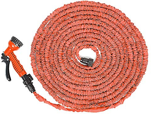 Gartenschlauch Flexibel, Flexibler Wasserschlauch 30m mit 7 Funktionen Brause für Rasenbewässerung, Haustierreinigung, Autowäsche (Orange)