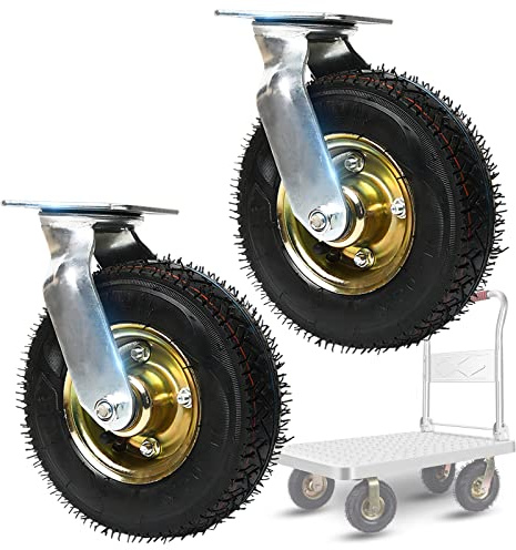 2 Stück Industrierollen 15cm 20cm 25cm Luftreifen Gummiräder, Lenkrolle Mit Axialkugellager, Gummi Transportrollen Luftrad Geräuscharm Und Stoßdämpfend, Lenkrolle Für Transportwagen ( Size : 150mm/6