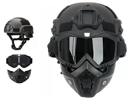 MICH Caschi tattici con maschera staccabile per Airsoft, Paintball e Caccia - Perfetti per le attività all'aperto
