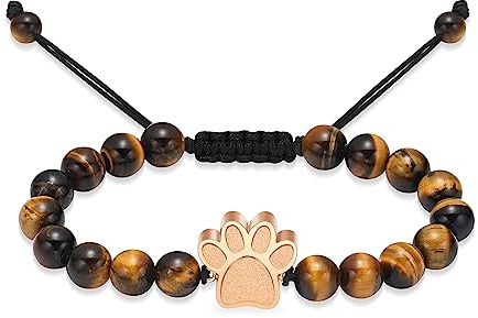 Cremation Bracelet for Pets Ashes - Cremation Jewelry Lava Stone Urn Bracelet for Ashes for Women Men - Dog Ashes Keepsake (Rose Gold)