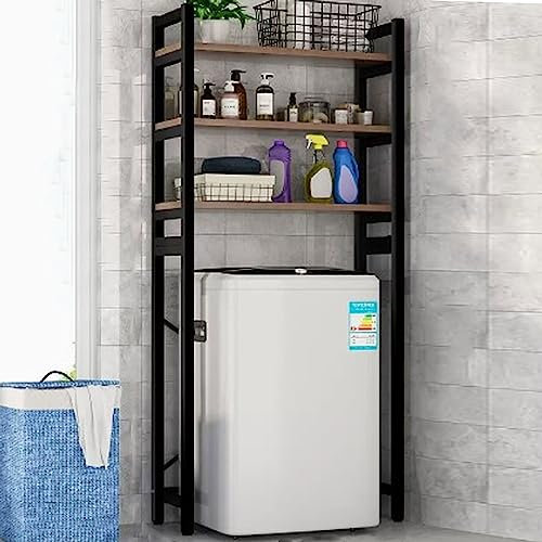 Etagere de Rangement Machine A Laver, Crochets et Séchoirs en Acier Inoxydable Gratuits, Forte Capacité Portante, Étanche et Antirouille, Peu Encombrante ( Color : Black , Size : 3 LAYER_C )