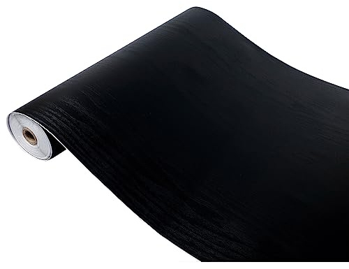Klebefolie Möbel 45x200 cm | Möbelfolie selbstklebend in Holzoptik | Folie für Möbel zur schnellen Renovierung von Türen, Schränken und Regalen | Möbelfolie dekorativ und pflegeleicht | Schwarz Matt