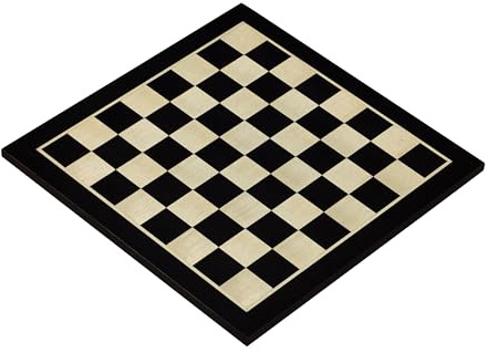 Sunrise Chess & Games Schachbrett Nr. 5 Ebenholz-Optik, 48 cm | 48 x 48 cm, Felder 50 mm, Ohne Koordinaten, Ebonisierte Intarsien, Stabile Ausführung