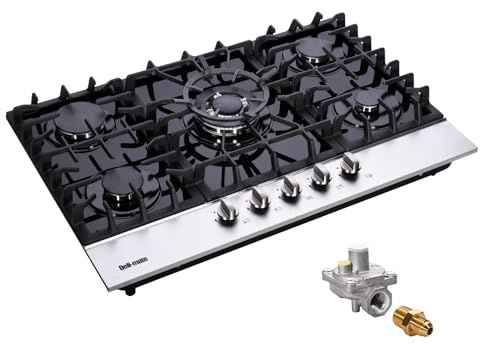30 Inch Gas Cooktop, Built-in Tempered Glass 5 Burners Gas Stovetop LPG/NG Convertible Gas Stove Top Dual Fuel Gas Hob DM5188-01
