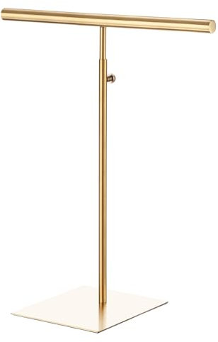 QUARKZMAN Expositor de Collares Ajustable Soporte de Joyería Barra en T para Mesa y Bolsos para Tienda O Boutique en Casa - Dorado