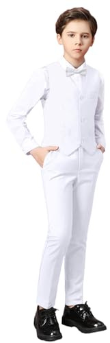 Boys Formal Slim Fit Tuxedo Suits Kid Complete Suit Set Size 10 White