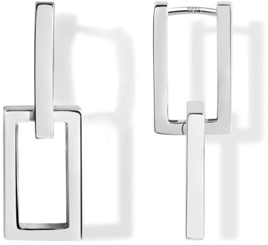 ALEXCRAFT Eckige Creolen Ohrringe Silber 925 Hängend Damen Geschenk für Frauen Freundin Mama Mädchen