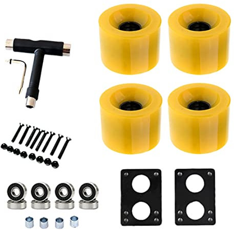 SVRITE 82A Skateboard Rollen mit Lagern Longboard PU Rollen Cruiser Rollen Street Upgrade Gelb