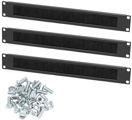 QWORK® Entrée de câble, Passe-câble avec Brosse, Ouverture de câble à Brosse pour Armoire Serveur 19