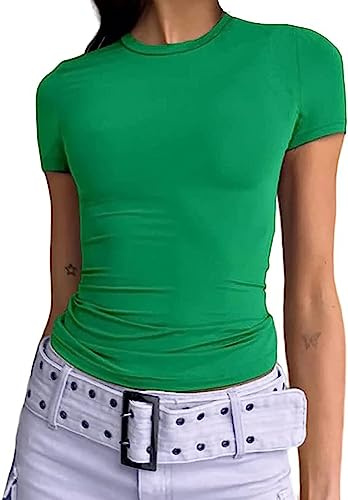 Women's Basic Slim Fit T-Shirt Top Short Sleeve Y2K Tops TikTok Influence Crop Top Club Party Streetwear