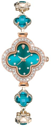 RORIOS Orologi Gioiello da Donna Orologio Clover Braccialetto Orologi da Polso Analogico Quarzo Orologio Moda Diamante Bracciale Signora Elegante Blu