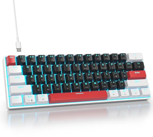 SbocKeeb 60 % teclado mecánico, mini teclado mecánico para juegos, retroiluminación LED azul hielo, 61 teclas anti-ghosting, America QWERTY para PC Office Gaming (61 Black)