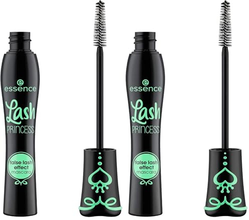 essence Lash PRINCESS false lash effect mascara, Schwarz, volumengebend, schwunggebend, definierend, verlängernd, ohne Mikroplastikpartikel, Nanopartikel frei, ohne Parfüm, 2er Pack (12ml)