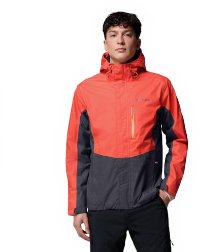 Columbia Pouring Adventure 3 Jacket, Chaqueta impermeable para la lluvia Hombre, Zing, tiburón, M