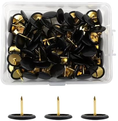Flache Reißzwecken, schwarze Reißzwecken, 300 Stück, Reißzwecken, bunte Reißzwecken, Kartenmarkierungsnadeln, Metall-Reißzwecken für Büro und Heimwerker