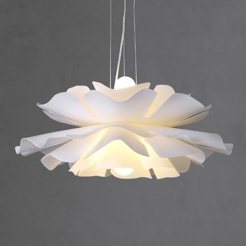 Wylolik Lampada sospensione moderna in acrilico bianco Lampada a sospensione a fiori creativi Lampadario per camera da letto nordico Illuminazione a sospensione regolabile in altezza Lampada decorativ