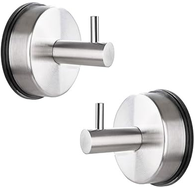 PHMING 2 Piezas Gancho Ventosa, Acero Inoxidable Colgador Toallas, Autoadhesivo Colgador Baño, Diseño de Ventosa al Vacío Gancho Pared, para Baño, Dormitorio, Cocina