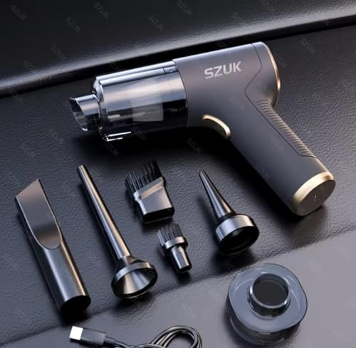 Générique Aspirapolvere a mano senza fili 98000PA – Pro | potente, doppia velocità, motore Brushless, batteria 4000 mAh, 6 accessori inclusi, aspirapolvere e soffiatore per auto, casa, tastiera