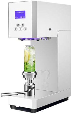 Machine à sceller les canettes automatique, avec panneau intelligent et comptage, calibre 55 mm, scelleuse de canettes à hauteur réglable pour canettes PET, lait, thé, café, boissons gazeuses, blanc
