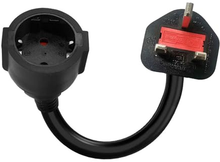 Btstil European to UK Plug Adaptor, EU to UK Plug Adapter 2 Pin To 3 Pin Plug Adapter, Travel Power Cable Socket Converter, CEE Adapter 32A Plug to 16A Socket, 3x1.5mm² cable