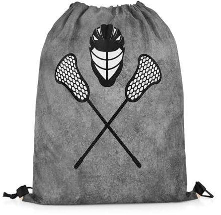 Stoffbeutel, Lacrosse Hockeyschläger Helm Mode Sport Bequeme Gymbag Bedruckt Sportbeutel Für Strand Freizeit Urlaub 36X42Cm
