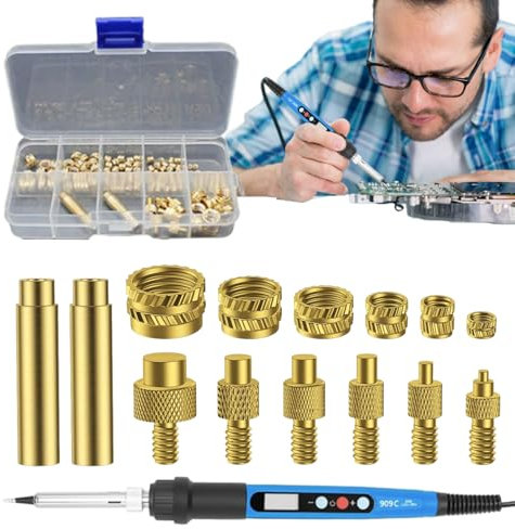 Husoiuy Puntas Para Soldar - Juego De Insertos Roscados,Kit De Puntas Para Soldar Multifuncionales De Precisión Para Talleres, Hogar Y Reparación Comercial
