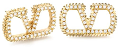 V Ohrringe Goldene Ohrringe Damen, Sterling Silber Ohrringe Hypoallergene Vergoldete Ohrringe, Buchstabe V Geometrische Tropfen Ohrringe Gold Hängend Dupes Schmuck Geschenke für Frauen Valentinstag