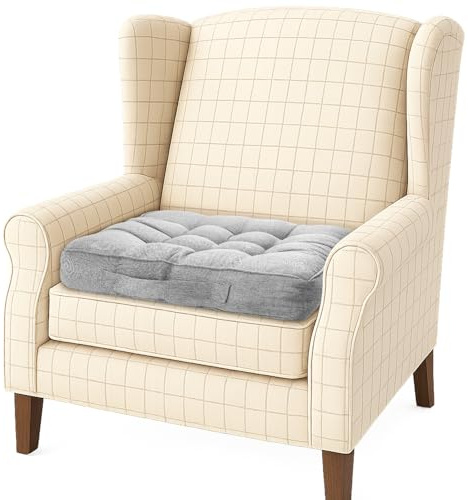 Booster Seat Cushion, 47cm Square Chair Pad with 10cm Thick Coccyx Support for Tailbone, Hip, and Lower Back Relief with Handle Strap for Sofa Dining Room Garden and Kitchen 1PCS Grey