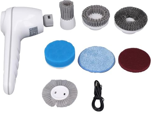 Vomeko Cordless Electric Spin Scrubber 2 Speed (320 370 RPM) Shower Tile Cleaner with 7 Brush Heads,IPX7 W aterproof 2500mAh Battery for Bathroom, Kitche Car Cleaning