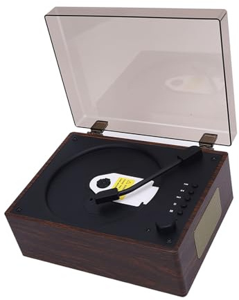 VBESTLIFE Lettore CD Desktop Vintage con Altoparlanti, Lettore CD per Valigia retrò Ricaricabile Portatile per Home, Bluetooth 5.0, USB Flash, AUX (Colore noce)