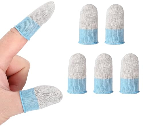 PATIKIL Mobile Gaming Finger Sleeve, 5 Pack Controller Finger Thumb Sleeve, Blue/White
